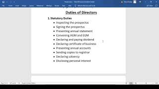 Powers Duties and Liabilities of Directors  Lecture [upl. by Trescott]