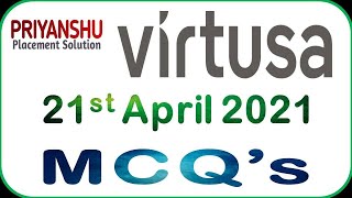 Virtusa MCQs  Virtusa 21st April 2021  Virtusa Programming Questions  Virtusa Java Preparation [upl. by Yelime]