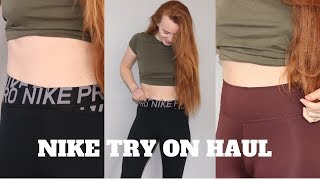 TRYING ON NEW NIKE LEGGINGS  Review [upl. by Phedra]