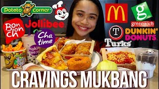 CRAVINGS MUKBANG  Eating all our food cravings in one seating [upl. by Tarfe]