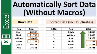 Excel Tutorial to Sort Data Automatically without using Macros [upl. by Nana]