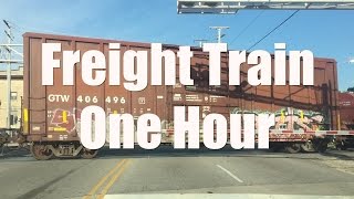 Freight Train Sound and Video  One Hour [upl. by Isidora31]