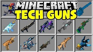 Minecraft TECH GUNS MOD  NUKE LAUNCHERS ALIEN BLASTERS FLAMETHROWERS amp MORE [upl. by Saitam]