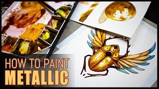 How to Paint Metallic Gold • Watercolor Tutorial [upl. by Sitelc]